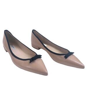 L. K. Bennett Shoes Pointed Flats Bow Accent Beige Cream Skyla Nappa 37